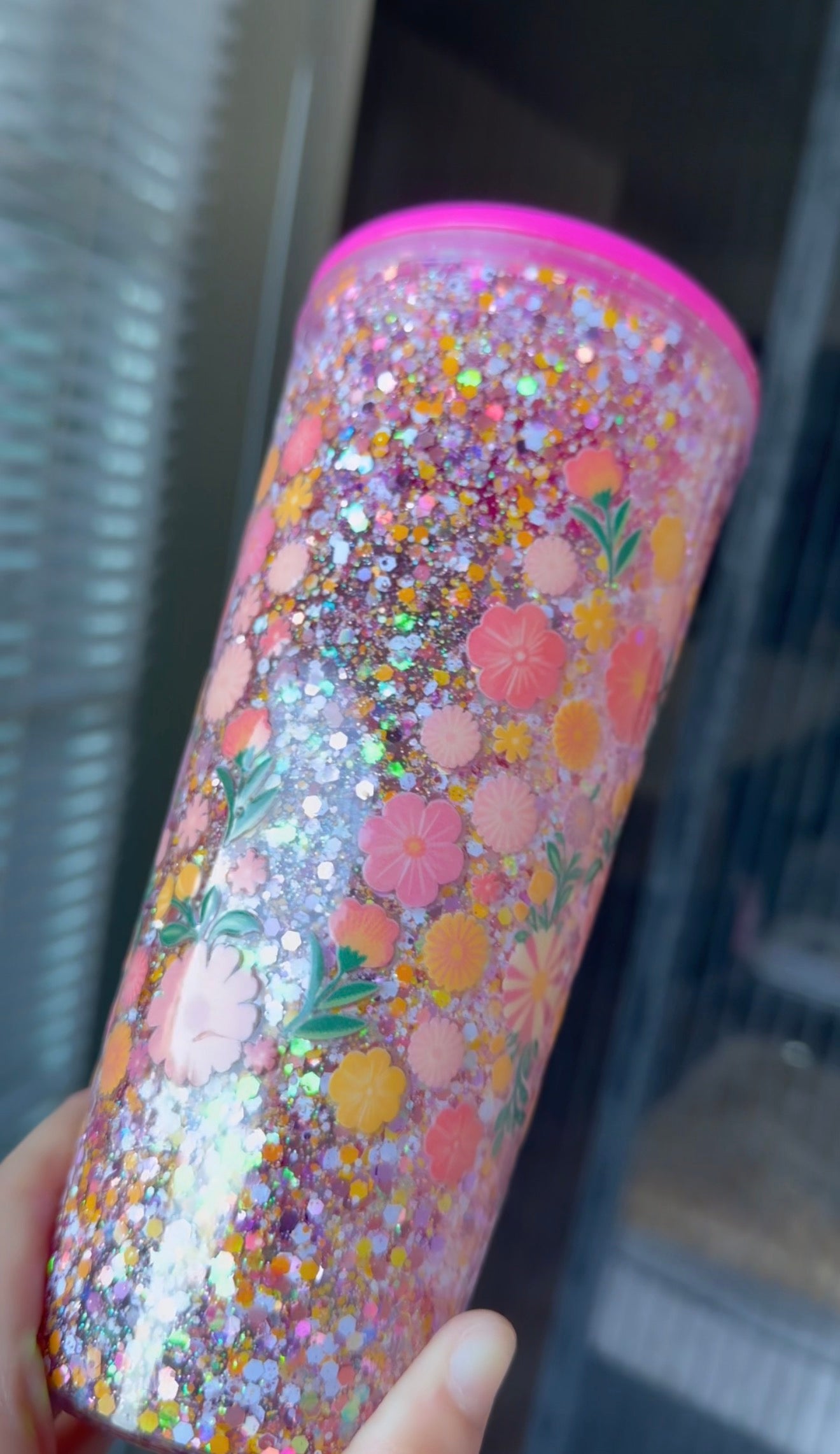 Motherhood glitter tumbler