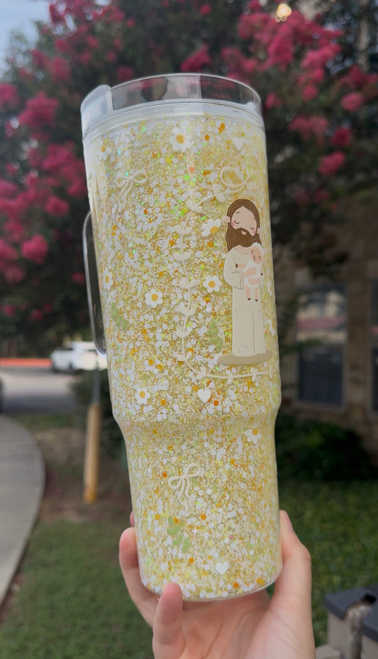 Jesus glitter tumbler